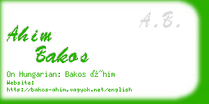 ahim bakos business card